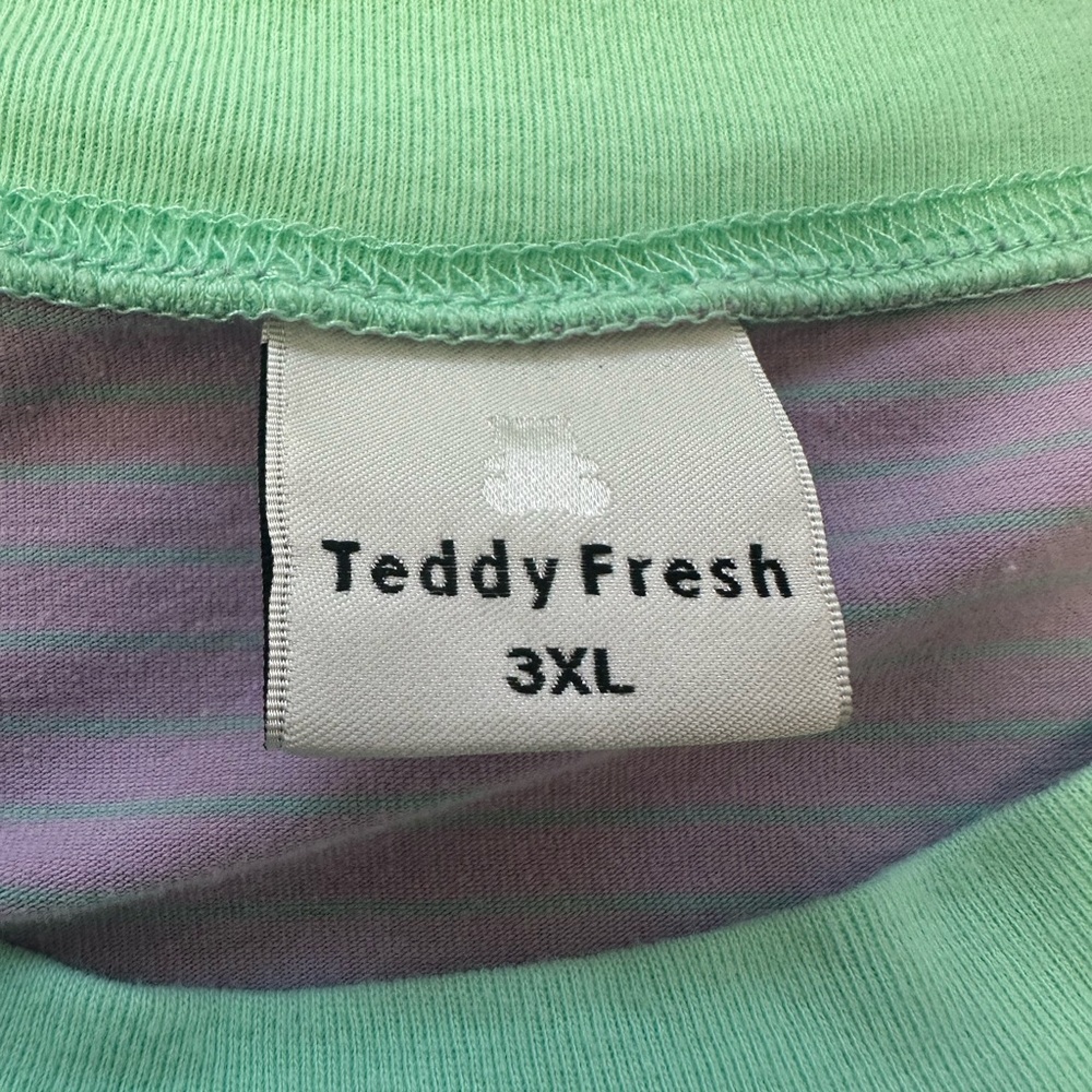 Teddy Fresh purple and green cap sleeve boxy crop top - Picture 2 of 6